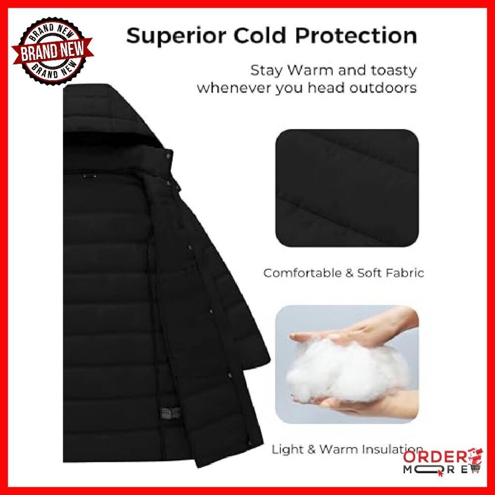 Women's Mid-Length Lightweight Puffer Jacket Warm Windproof Winter Coat - Picture 4 of 7